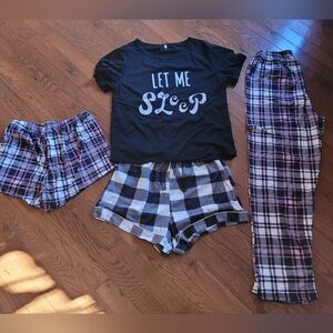 Pajamas Set - Black and White Plaid New In Package
